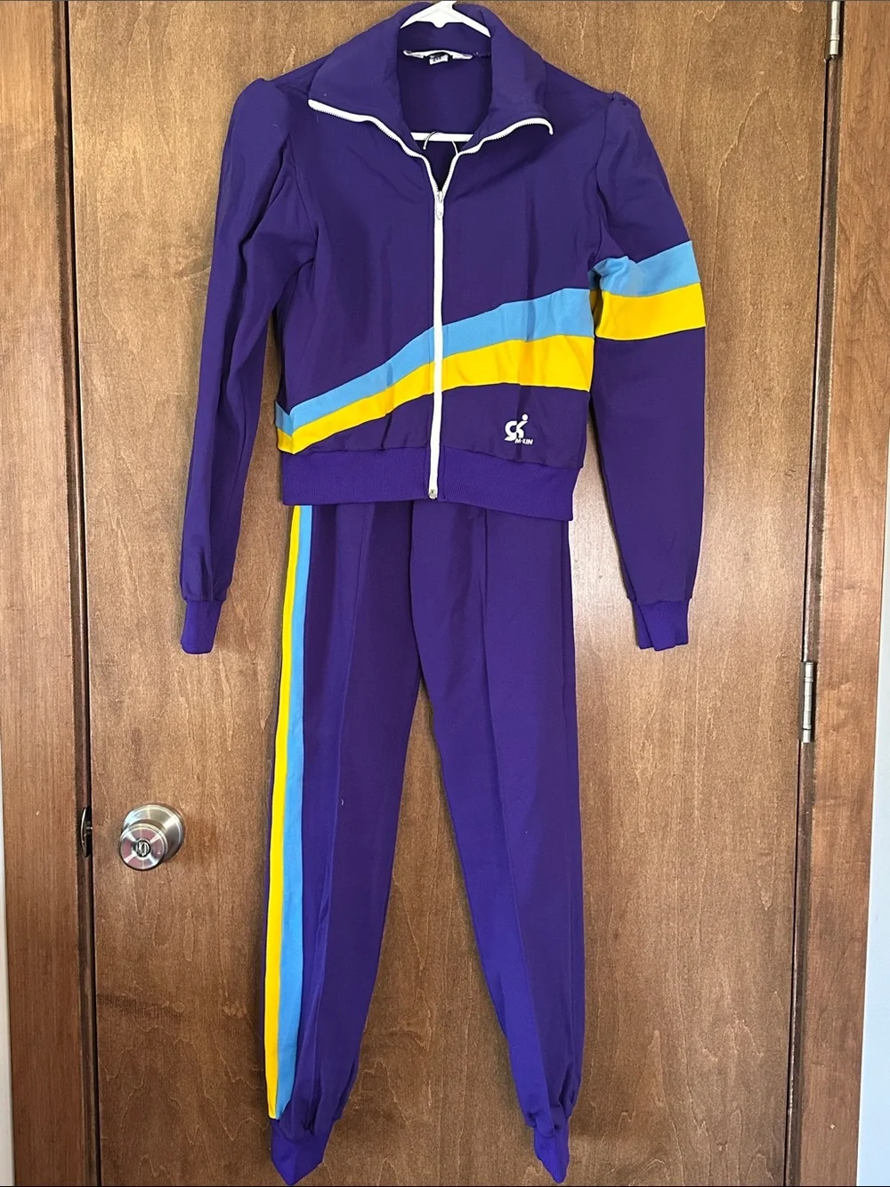 Vintage Gym-Kin 80s 3-Pc Purple Long-Sleeve Gymnastics Leotard & Warm Up Suit